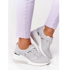 Kožené klínové tenisky S.Barski Grey šedá 2