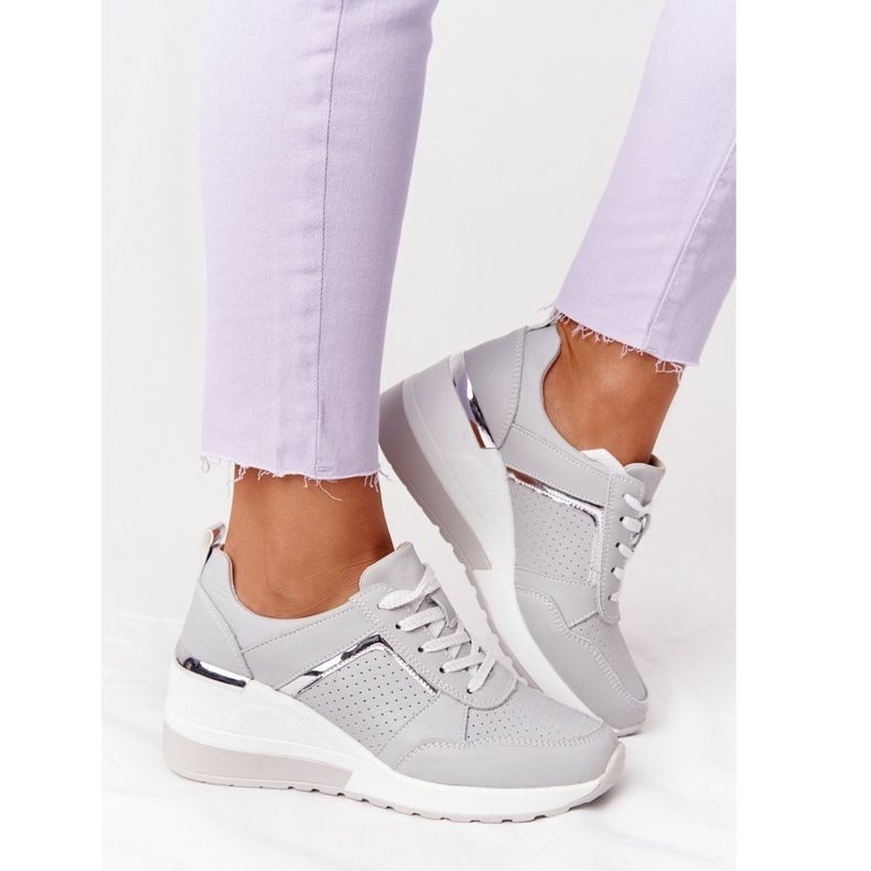 Kožené klínové tenisky S.Barski Grey šedá 2