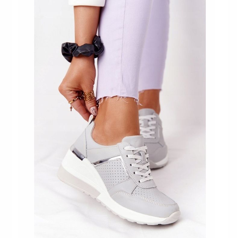 Kožené klínové tenisky S.Barski Grey šedá 1