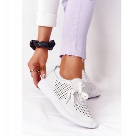 S.Barski Prolamované kožené sportovní boty S. Bararski White bílý 2