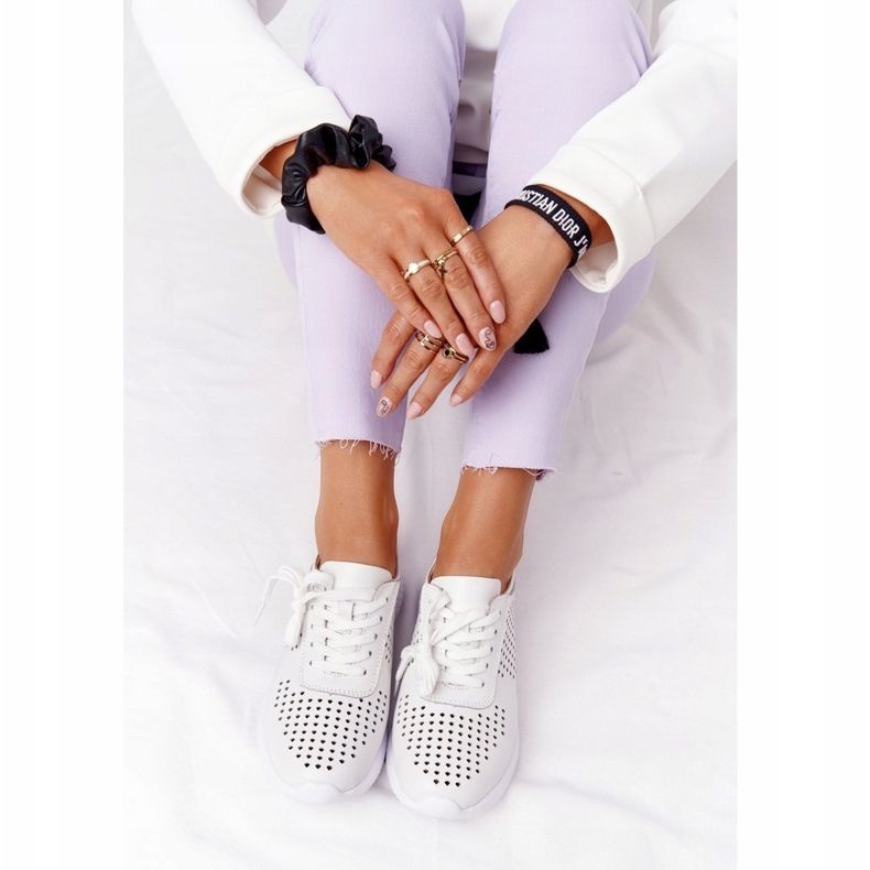 S.Barski Prolamované kožené sportovní boty S. Bararski White bílý 1