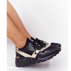 Kožené klínové tenisky S.Barski černé a zlaté černá 1