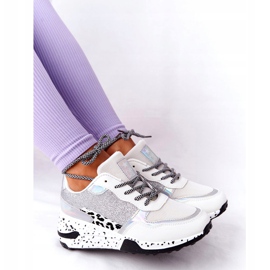 NEWS Dámské klínové tenisky bílé s brokátem Avery 21SP26-3974 bílý černá stříbrný 3