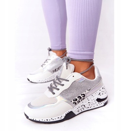 NEWS Dámské klínové tenisky bílé s brokátem Avery 21SP26-3974 bílý černá stříbrný 1