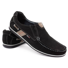 Kampol Pánské prolamované mokasíny na léto 53/3 / P černé béžový 4