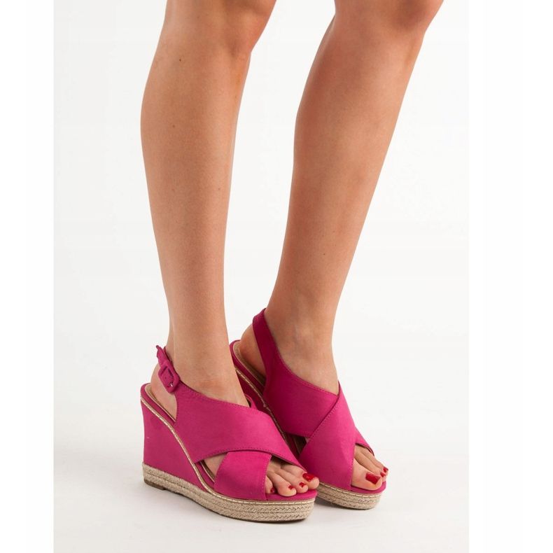 Anesia Paris Semišové klínové sandály růžový 2 Anesia Paris Semišové klínové sandály růžový 2