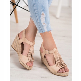 Small Swan Semišové klíny s třásněmi hnědý 1 Small Swan Semišové klíny s třásněmi hnědý 1