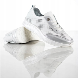 Goodin Bílé a stříbrné kožené tenisky bílý 1