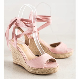 Sabatina Svázané sandály na klínku růžový 1