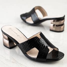 Goodin Černé pantofle s ozdobnou patou černá 1