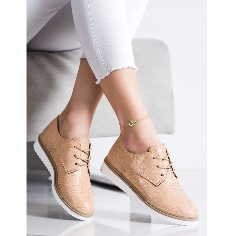 SHELOVET Hnědé boty s hadím potiskem hnědý 2