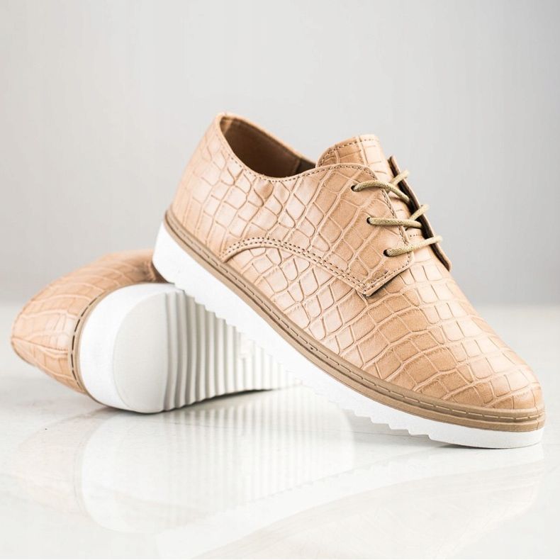 SHELOVET Hnědé boty s hadím potiskem hnědý 1