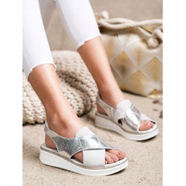 Pohodlné sandály na platformě Sergio Leone SK029 stříbrný šedá 1