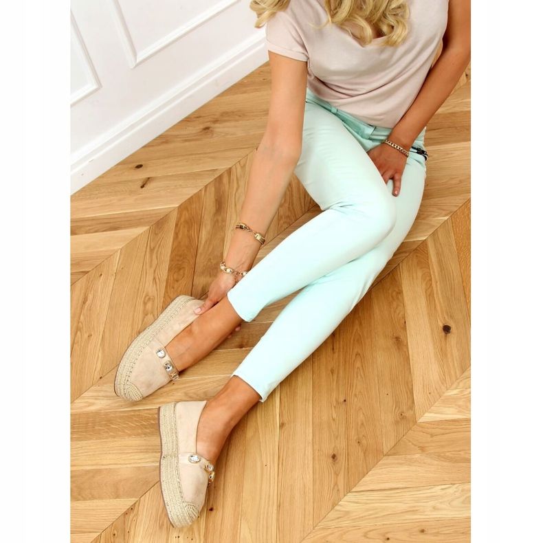 Espadrilky s kameny béžová 100-131-SC-1 béžová béžový 2