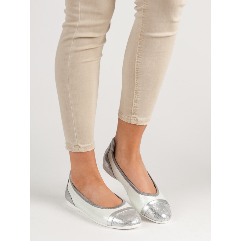 Filippo Kožené balerínky se třpytkami bílý 2