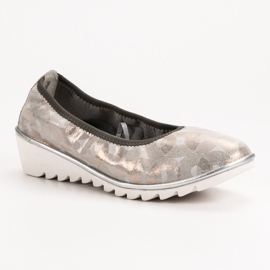 Filippo Kožená baletka na klínku béžový zlatý 1