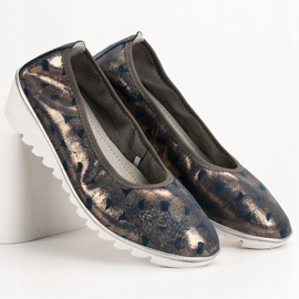 Filippo Kožená baletka na klínku modrý žlutá 1