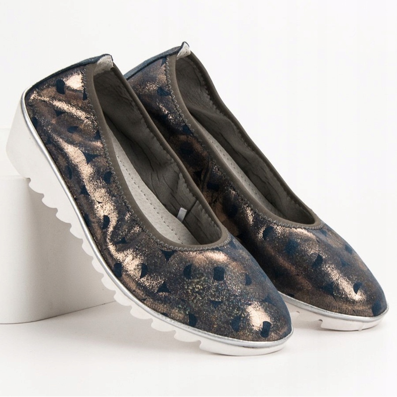 Filippo Kožená baletka na klínku modrý žlutá 1