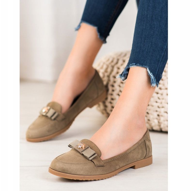 Miss Laura Páni s ozdobnou mašlí khaki zelená 1