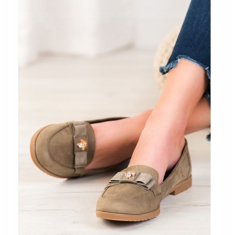 Miss Laura Páni s ozdobnou mašlí khaki zelená 2