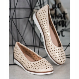 Kylie Prolamované balerínky se třpytkami béžový zlatý 1