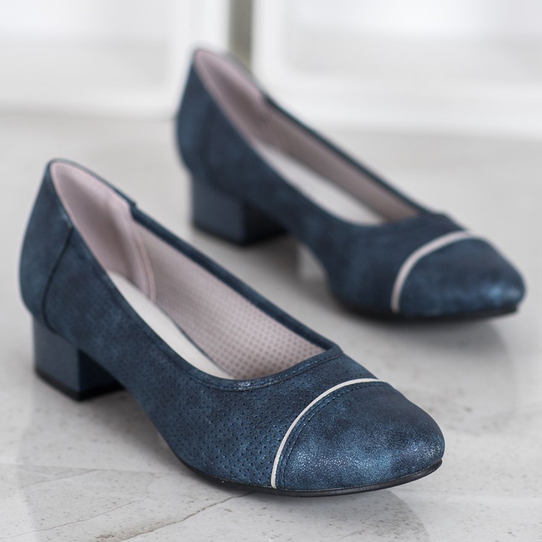 Goodin Prolamované pumpy na pilíři modrý 1