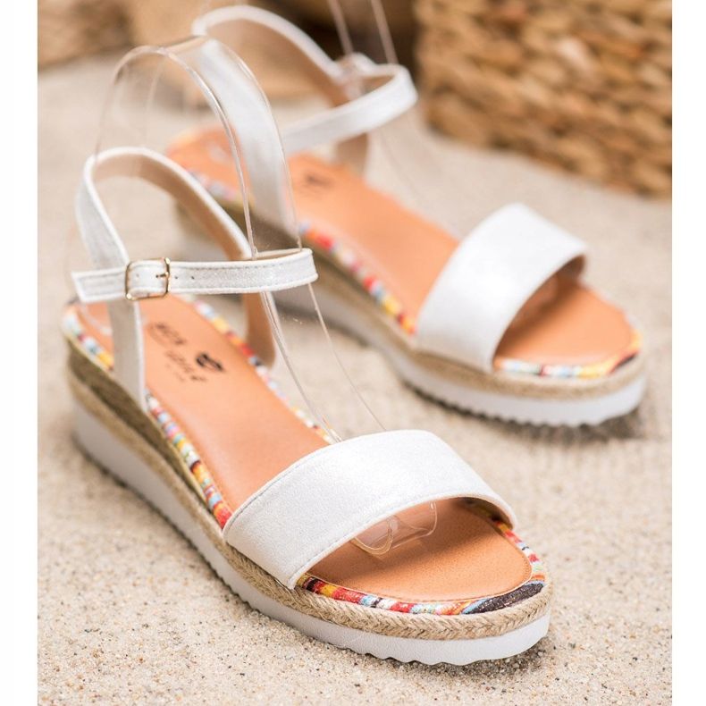 Yes Mile Pohodlné semišové sandály bílý 1