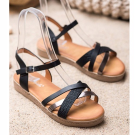 Weide Stylové sandály vyrobené z ekologické kůže černá 1