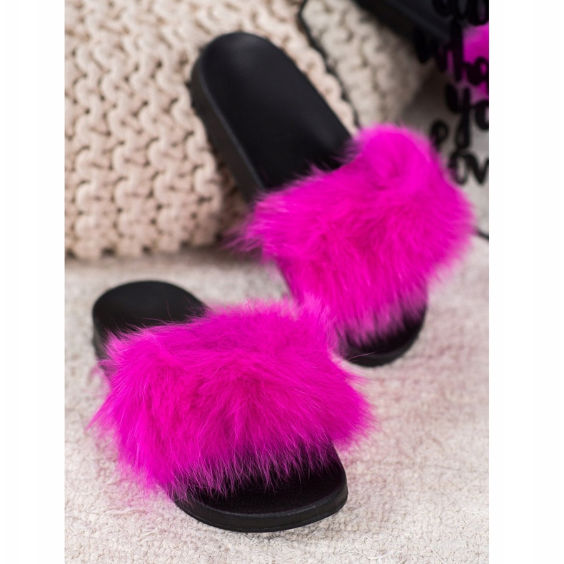 Seastar Pantofle s kožešinou růžový 1