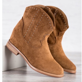 Ideal Shoes Módní velbloudí kovbojky hnědý 1