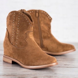 Ideal Shoes Módní velbloudí kovbojky hnědý 2
