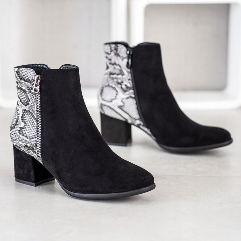 Filippo Snake Print Booties černá šedá 1