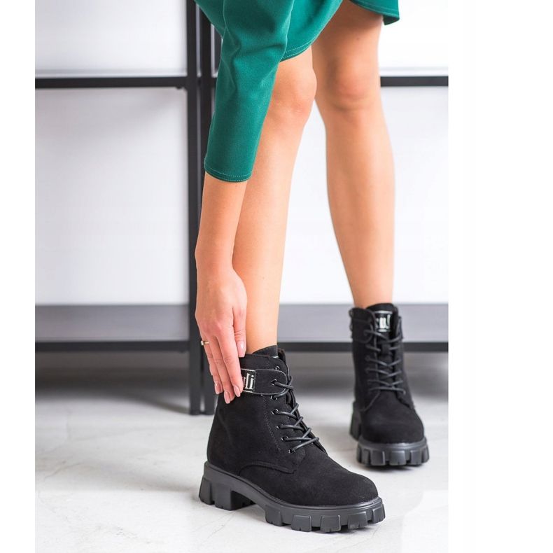 Weide Semišové lapače na platformě černý 2