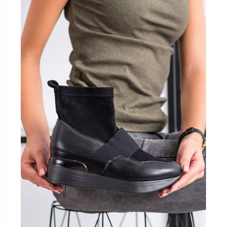 SHELOVET Módní nazouvací boty černý 1