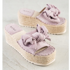 SHELOVET Pantofle Na Platformě S Mašlí fialový 1