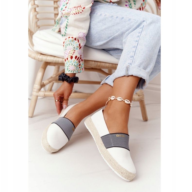 Espadrilky na pletené podrážce Big Star HH274480 bílá bílý 2 Espadrilky na pletené podrážce Big Star HH274480 bílá bílý 2