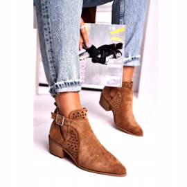 FB1 Dámské boty na vysokém podpatku semišová přezka Camel Esen hnědý 1 FB1 Dámské boty na vysokém podpatku semišová přezka Camel Esen hnědý 1