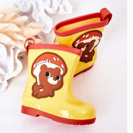 Dětské žluté galoše s plyšovým medvědem žlutá 1