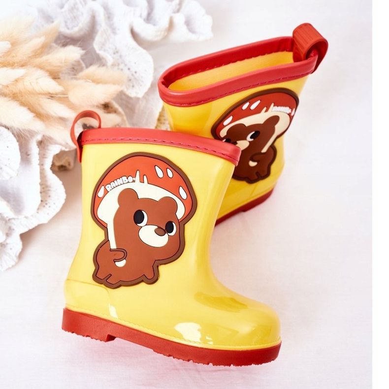 Dětské žluté galoše s plyšovým medvědem žlutá 1