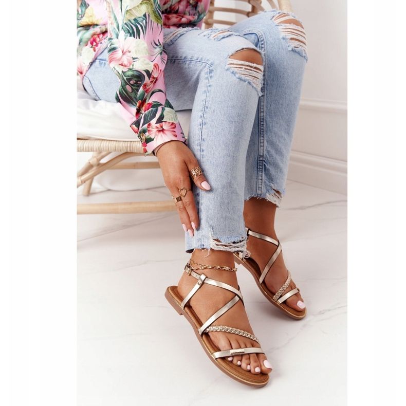 S.Barski Sandály s copem S. Bararski 152-1 Gold zlatý 1