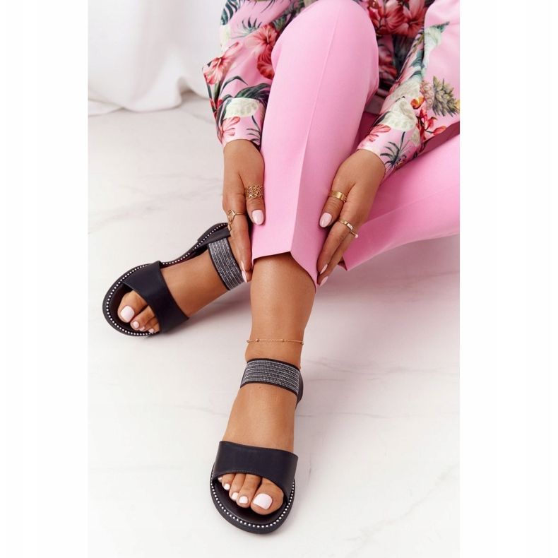 S.Barski Černé sandály s žebrovaným S. Bararski 934-19 černá 1