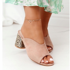 Semišové vysoké podpatky S.Barski C420-15 Beige béžový 2