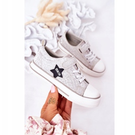 Dětské tenisky se suchým zipem Big Star HH374025 Silver stříbro 1