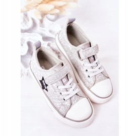 Dětské tenisky se suchým zipem Big Star HH374025 Silver stříbro 2