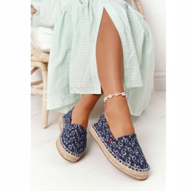 Espadrilky na pletené platformě Big Star AA274628 Navy Blue béžový námořnická modrá 2