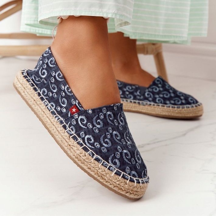 Espadrilky na pletené platformě Big Star AA274628 Navy Blue béžový námořnická modř 1