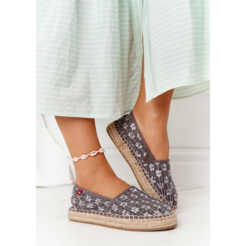 Espadrilky na pletené platformě Big Star AA274680 šedá 2