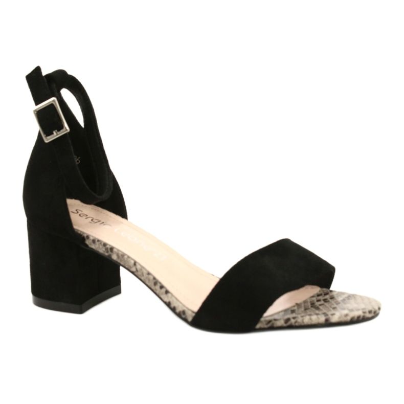 Sandály na nízkém sloupku Sergio Leone SK839 béžový hnědý černá 2