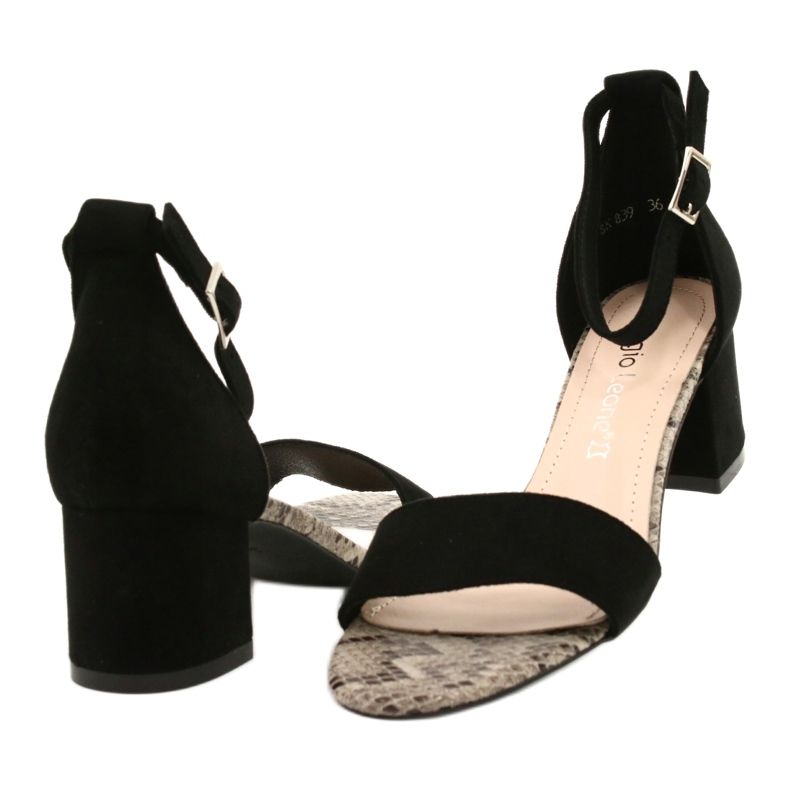 Sandály na nízkém sloupku Sergio Leone SK839 béžový hnědý černá 4