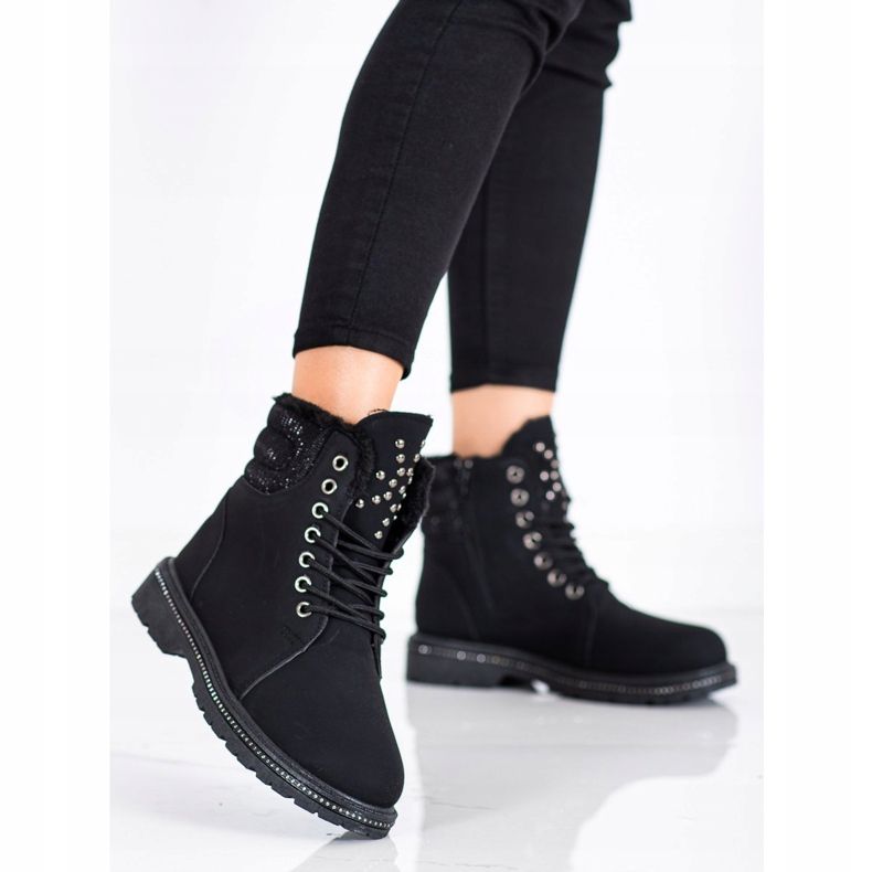 SHELOVET Černé lapače s kubickými zirkony černá 2